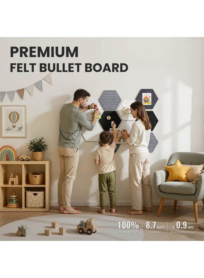 Kciplab Hexagon Cork Bulletin Board Tiles, 10 Pack Felt Board with Push Pins, Photo Display Board for Office & Home Classroom Wall Decor - Image 2