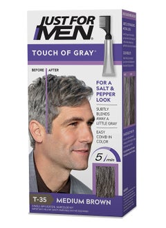 Just For Men Touch of Gray, Hair Coloring with Comb Applicator, Medium Brown  - Image 2