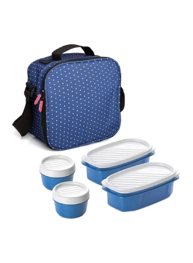 TATAY 5-Piece Urban Dots Microwave and Dishwasher Safe Lunch Box Set Blue 0.5 L 1167508