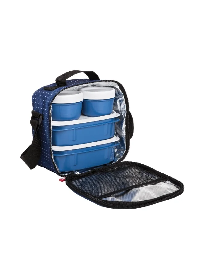 TATAY 5-Piece Urban Dots Microwave and Dishwasher Safe Lunch Box Set Blue 0.5 L 1167508