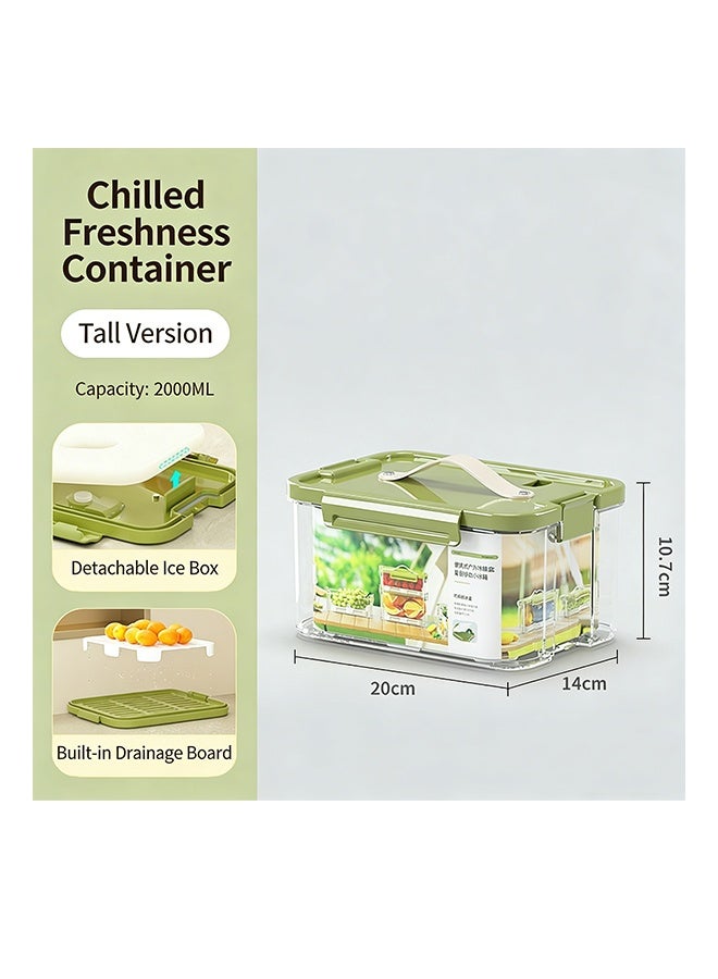 2 PCS 2000ML Chilled Fresh-Keeping Food Storage Containers with Ice Box, Stackable Leakproof Picnic Lunch Boxes, Refrigerator Organizer Boxes for Fruits, Vegetables & Prepared Meals - Image 2