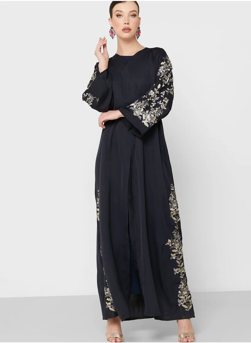 Khizana Floral Embroidered Abaya With Sheila