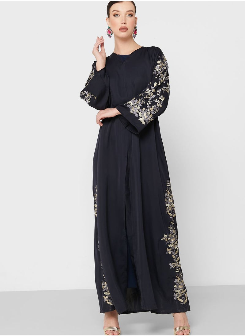 Khizana - Floral Embroidered Abaya With Sheila - Image 1