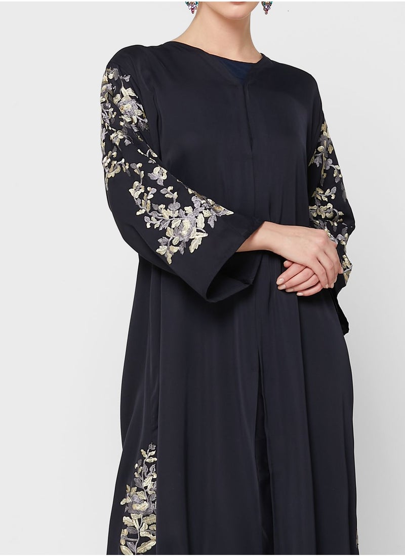 Khizana - Floral Embroidered Abaya With Sheila - Image 1