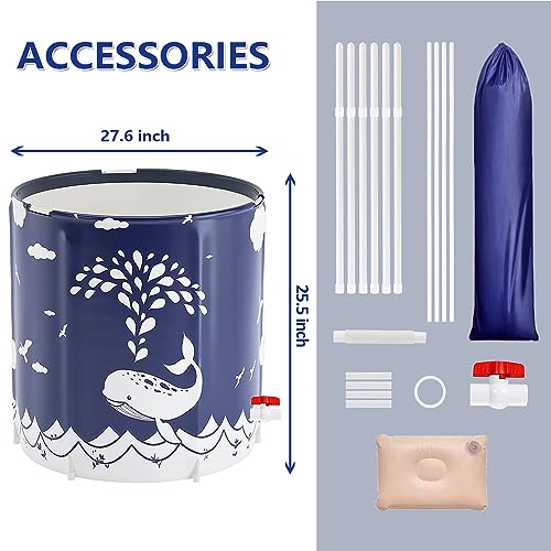 BESTHLS Foldable Bathtub Portable Soaking Bath Tub,Eco-Friendly Bathing Tub for Shower Stall (Blue Whale-1) - Image 2