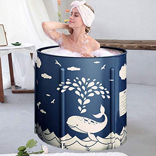BESTHLS Foldable Bathtub Portable Soaking Bath Tub,Eco-Friendly Bathing Tub for Shower Stall (Blue Whale-1) - Image 1