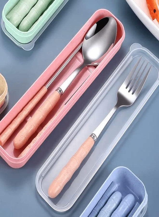 EVEN Spoon Set Stainless Steel Chopstick, Spoon and Fork Cutlery Set for Women, Men, Kids Eating Food Portable Tableware Dining Accessories. (Pink) - Image 4