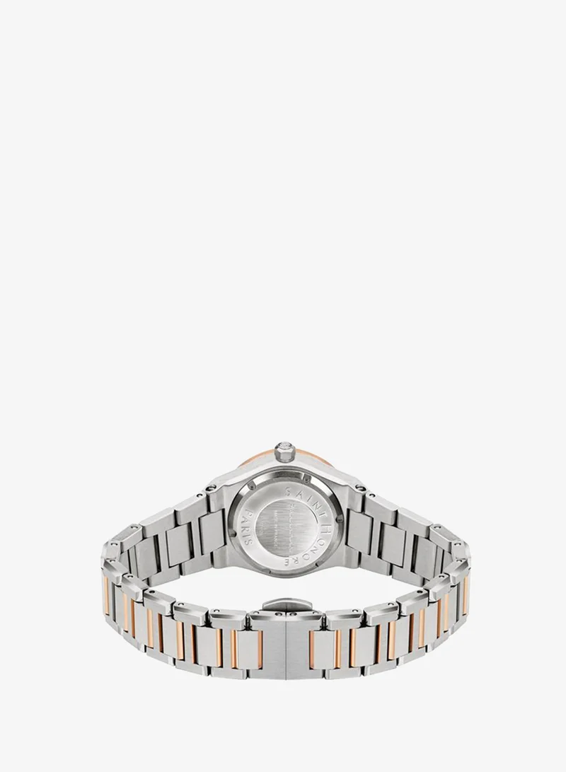 Saint Honore Paris New Haussman White Mother-of-pearl Dial Silver Gold Stainless Steel Bracelet Analog Watch for Women 26mm