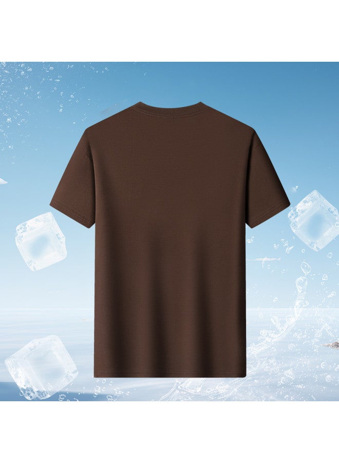 Tucano 100% Cotton Summer Crewneck Solid Color T-shirt + Ice Silk Breathable Comfortable Casual Pants Men's Set - Image 3