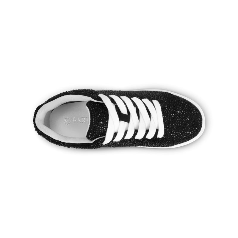 PARTY Women's Glitter Rhinestone Platform Sneakers Sparkle Fashion Shoes Bride Sequin Wedding Trendy Shoes,Black Rhinestone,5.5 - Image 4