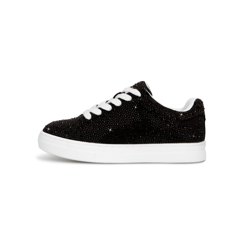 PARTY Women's Glitter Rhinestone Platform Sneakers Sparkle Fashion Shoes Bride Sequin Wedding Trendy Shoes,Black Rhinestone,5.5 - Image 3