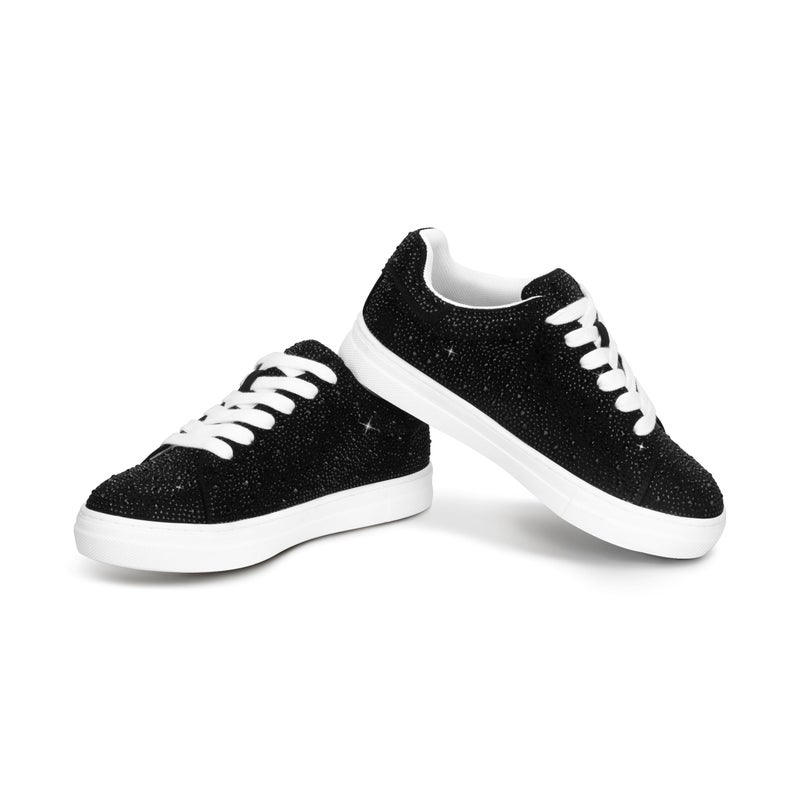 PARTY Women's Glitter Rhinestone Platform Sneakers Sparkle Fashion Shoes Bride Sequin Wedding Trendy Shoes,Black Rhinestone,5.5 - Image 5