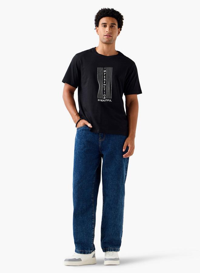 سبلاش فيڤ تيشيرت رجالي بقصة عادية ورقبة دائرية وأكمام قصيرة وطبعة شعار - Image 2