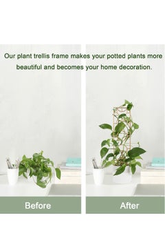 Generic Plant Trellis for Climbing Plants Indoor Pot, 16inch Small Wooden Trellis for Potted Plants with Moisture-Proof Layer for Vines Ivy Houseplants, Moon and Geometric Shape Design  - Image 3