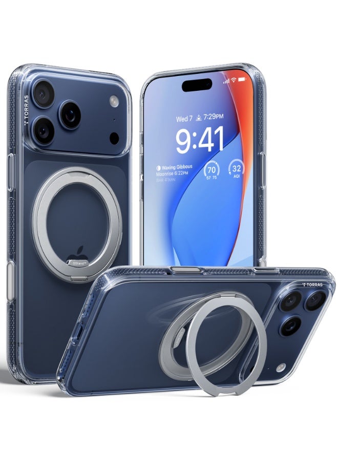 TORRAS Ostand R Fitness Series for iPhone17 Pro Max (6.9-Inch) 2025 Case 360 Magnetic Case with Stand, Fit for MagSafe, Camera Control Button, Mil-Grade Protection, Slim Ostand O3 Fitness - clear - Image 1