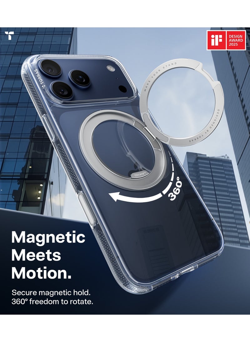 TORRAS Ostand R Fitness Series for iPhone17 Pro Max (6.9-Inch) 2025 Case 360 Magnetic Case with Stand, Fit for MagSafe, Camera Control Button, Mil-Grade Protection, Slim Ostand O3 Fitness - clear - Image 4
