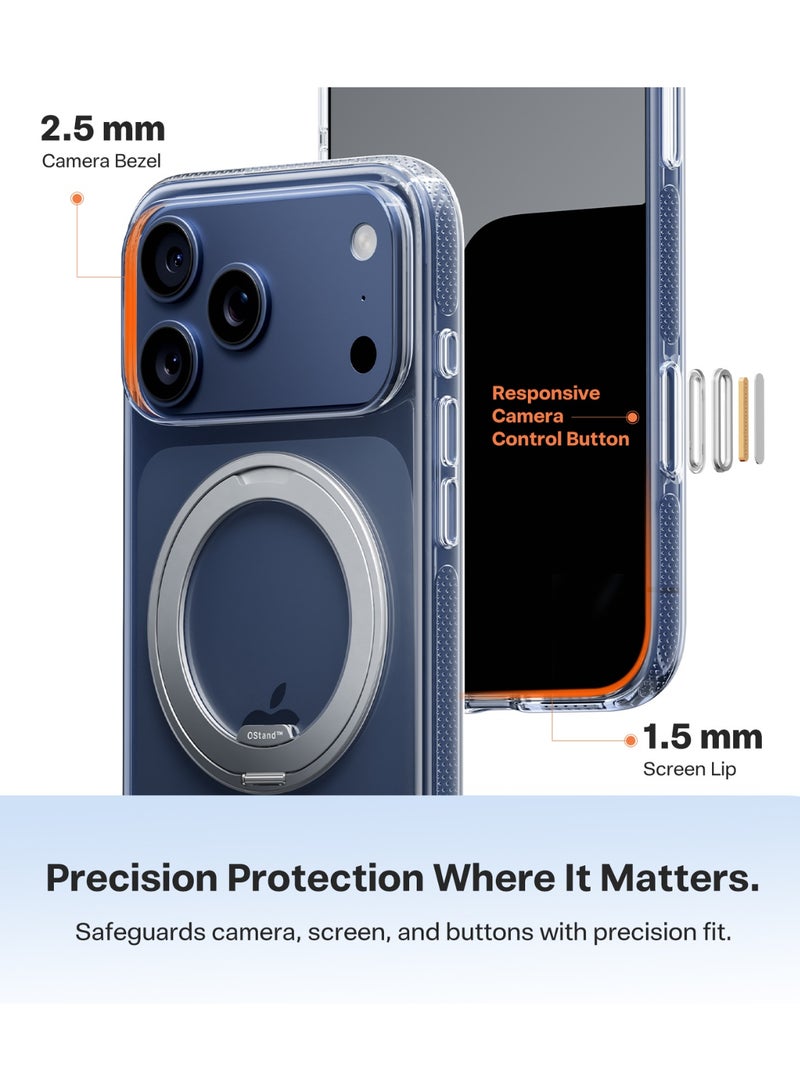 TORRAS Ostand R Fitness Series for iPhone17 Pro Max (6.9-Inch) 2025 Case 360 Magnetic Case with Stand, Fit for MagSafe, Camera Control Button, Mil-Grade Protection, Slim Ostand O3 Fitness - clear - Image 5