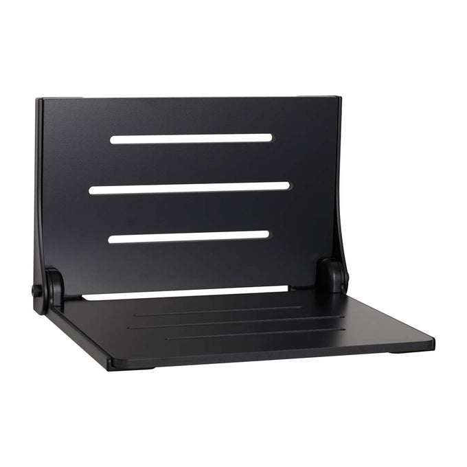 SHAF185155PBSSMB HIGH BACK SILHOUETTE FOLDING WALL MOUNT SHOWER BENCH SEAT WITH MATTE BLACK FRAME