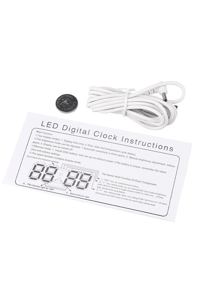 NIBEMINENT LED Digital Alarm Clock White 15X8X5cm - Image 2