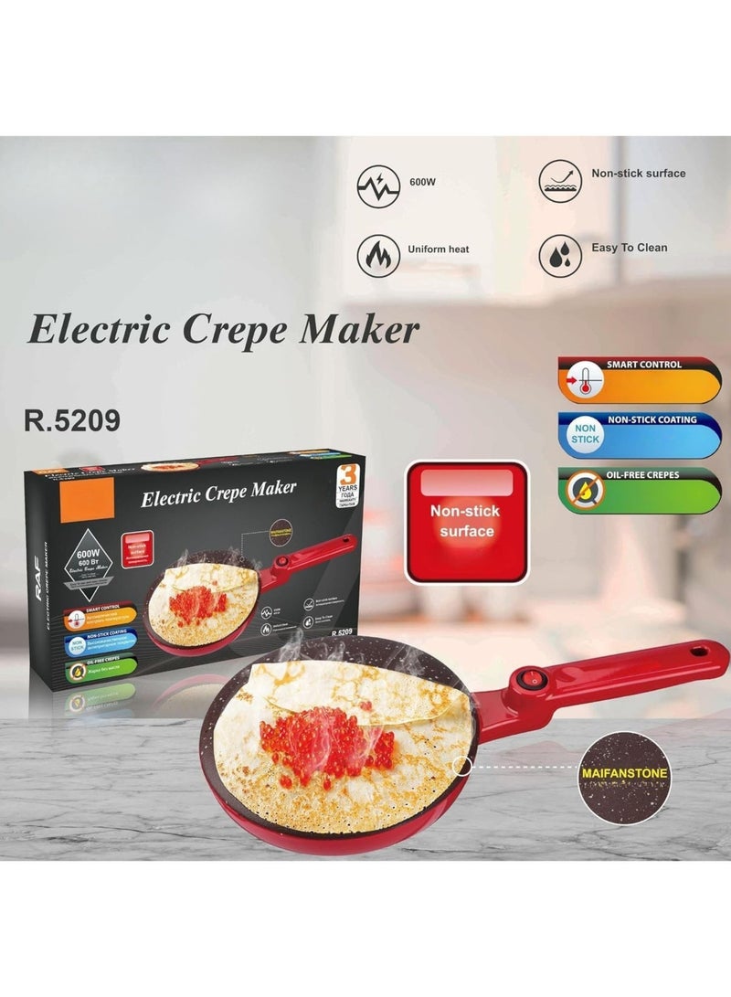 Electric Handheld Crepe Maker 650W - Non-Stick Coating, 20cm Diameter, Low-Fat Baking, Automatic Temperature Control - Image 2