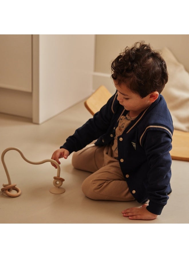 Dirkje boys' baseball cardigan navy taupe - Image 3