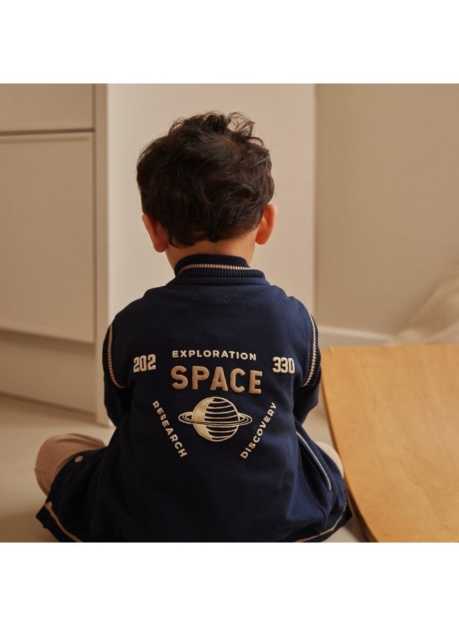 Dirkje boys' baseball cardigan navy taupe - Image 4