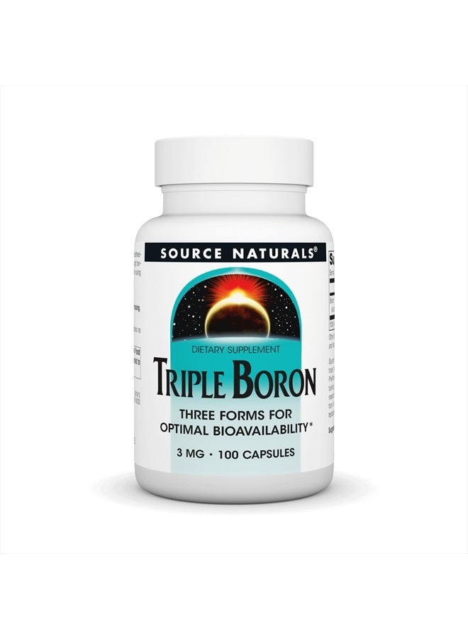 Source Naturals , Triple Boron, Three Forms for Optimal Bioavailibilty*, 3mg - 100 Capsules - Image 1