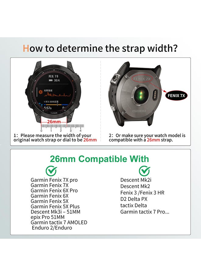 O Ozone Sport Silicone Replacement Bands Strap 26mm Compatible with Garmin Fenix 7X | Fenix 6X | Fenix 5X | Fenix 5P | 5 Plus | Fenix 6X Pro | Fenix 3- White  - Image 2