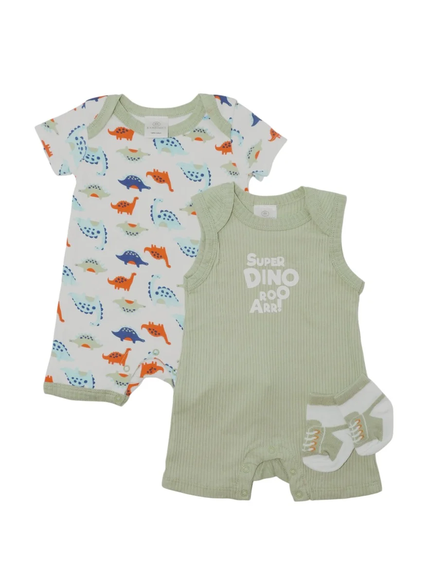 بمبىمىشى Bambimici Dinosaur Printed Bodysuit 2-Piece