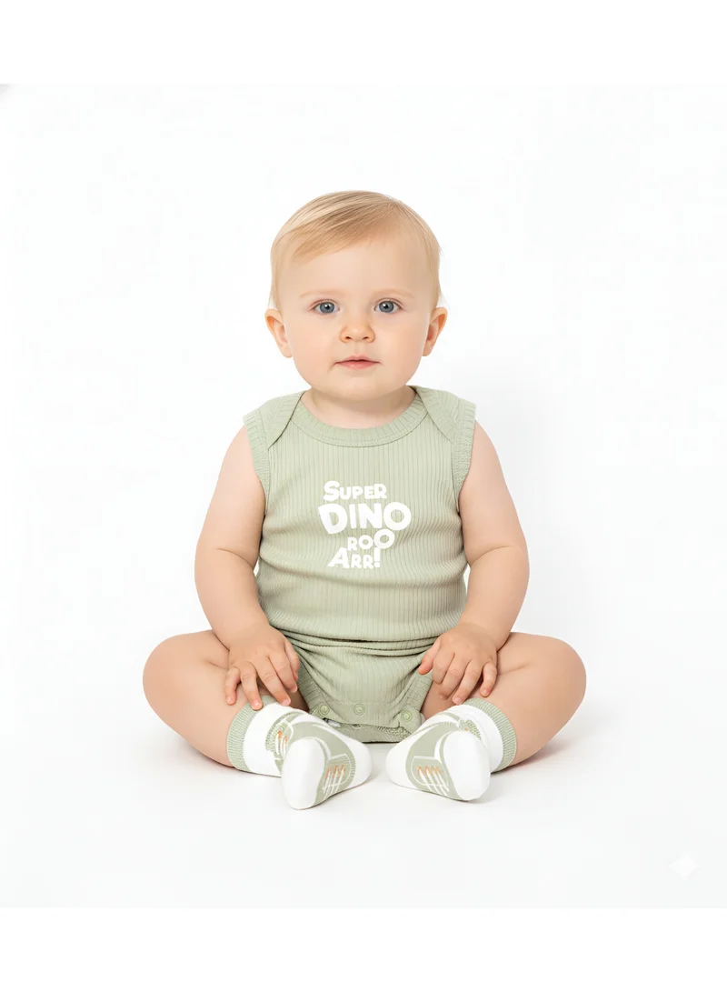 Bambimici Bambimici Dinosaur Printed Bodysuit 2-Piece