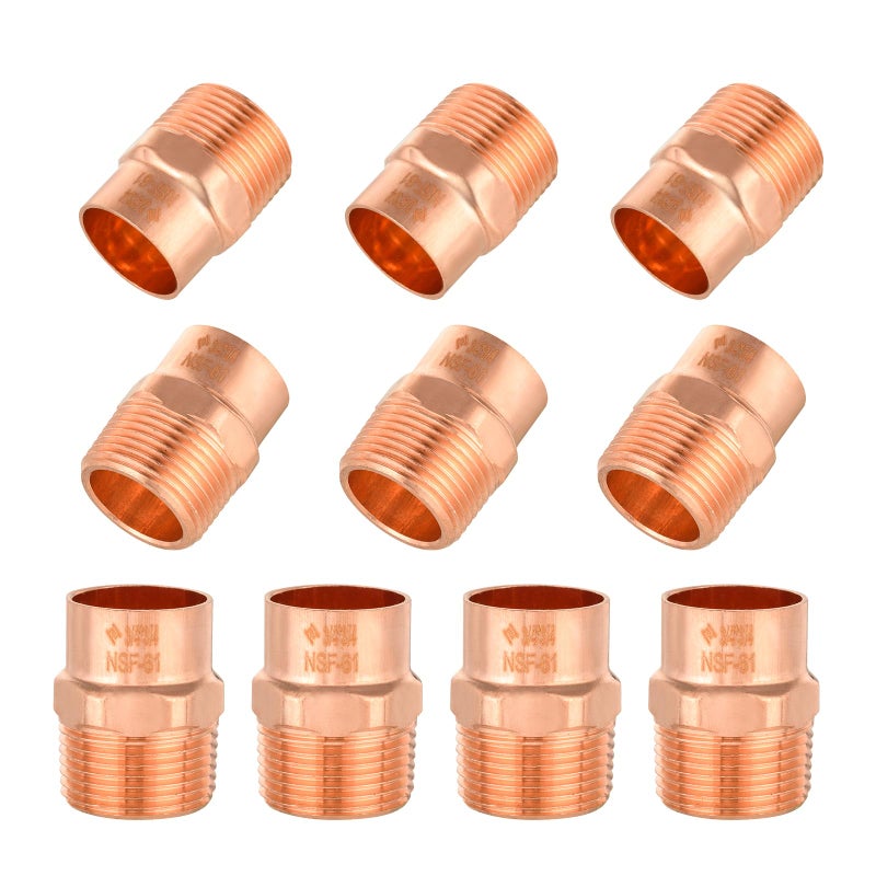 GUOFIS 10PACK GUOFIS 34Inch C x 34Inch MNPT Copper Male Adapter LF Short Radius Fittings Adapter with Sweat Solder X MIP Connection for Residential CommercialCOPPER061 - Image 2