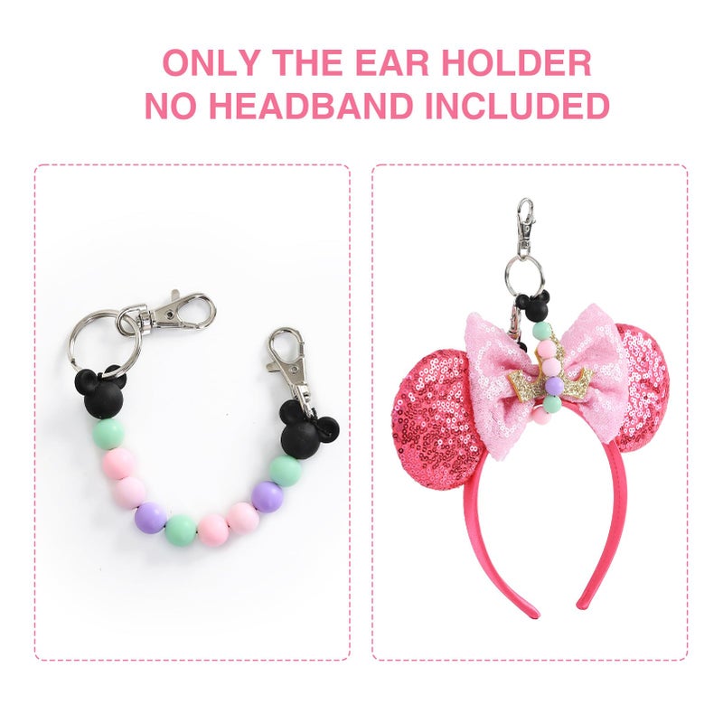 Fancheer Mouse Ears Holder for Backpack Bag Beaded Lanyard Keychain Trip Accessories Headband Hanging Display Organizer Decor Purple - Image 3