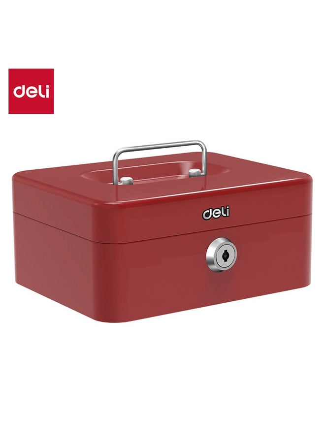 Deli Metal Cash Box 20x16x8.5 cm -Red 