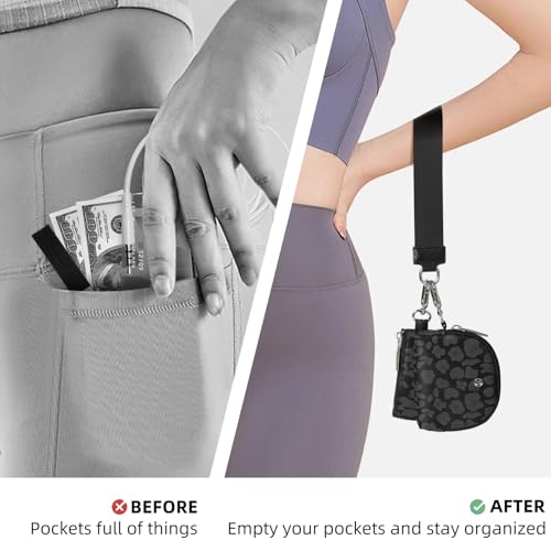 MEXS Keychain Wallet Mini Zip Around Wristlet Wallets for Women Detachable Dual Pouch Wristlet Portable Coin Purse Small Wallets - Image 4