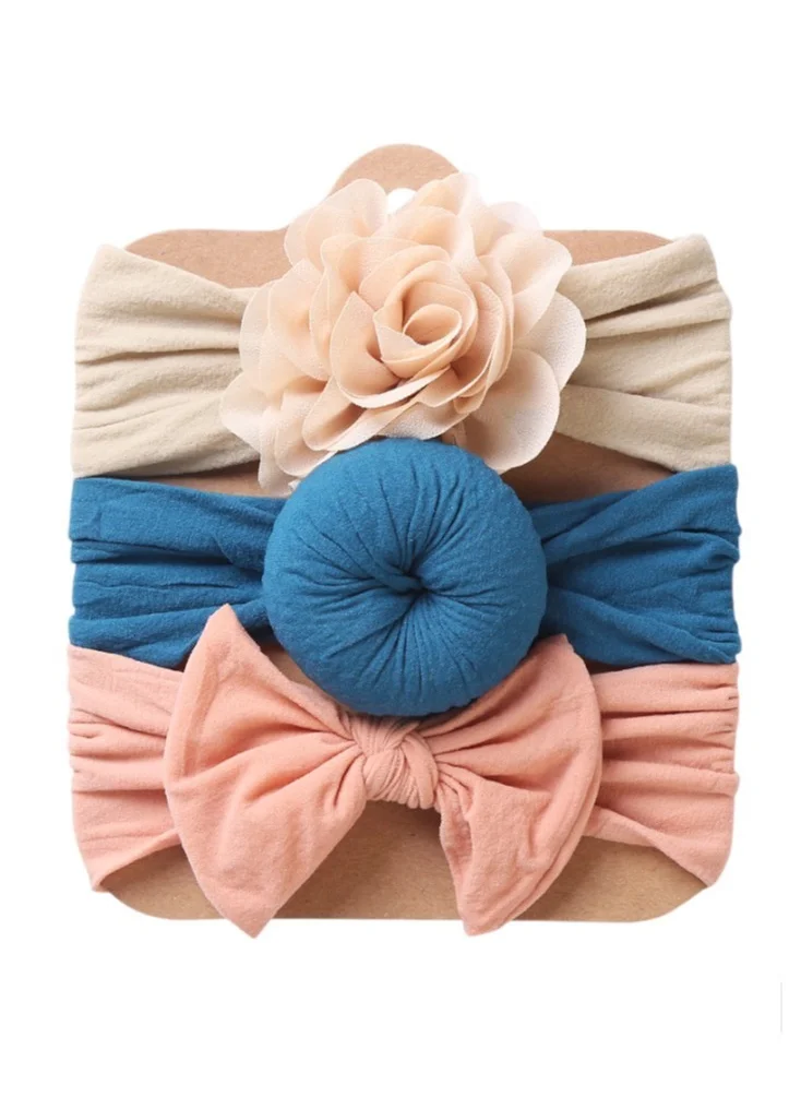 Bambimici Bambimici - Aya Assorted Cute Soft Turban for Babies - Beige, Blue, Peach