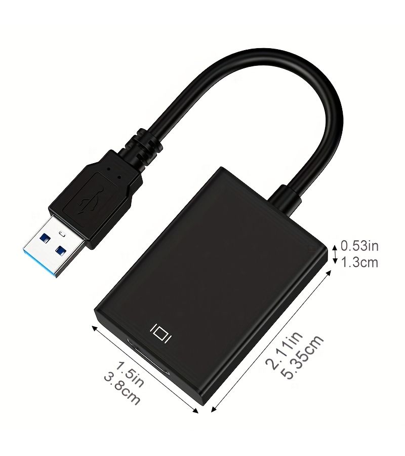 Black USB To HDTV Adapter For Windows Laptop And Desktop PC - Image 2