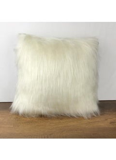 Cango Home Plush Off-White Colored Pillow Cushion Cover with Long Pile 