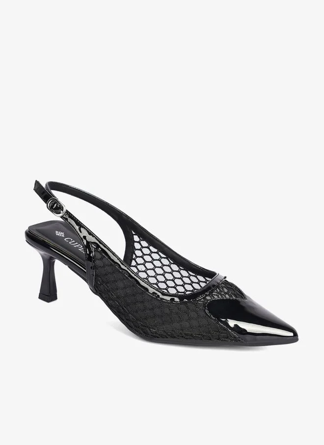 Cuple Ladies Mid heel slingback mules on mesh