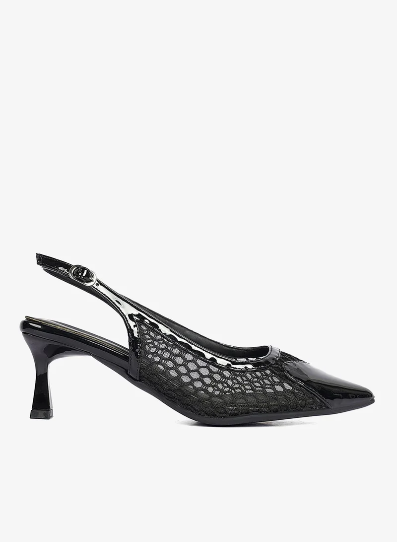 Cuple Ladies Mid heel slingback mules on mesh