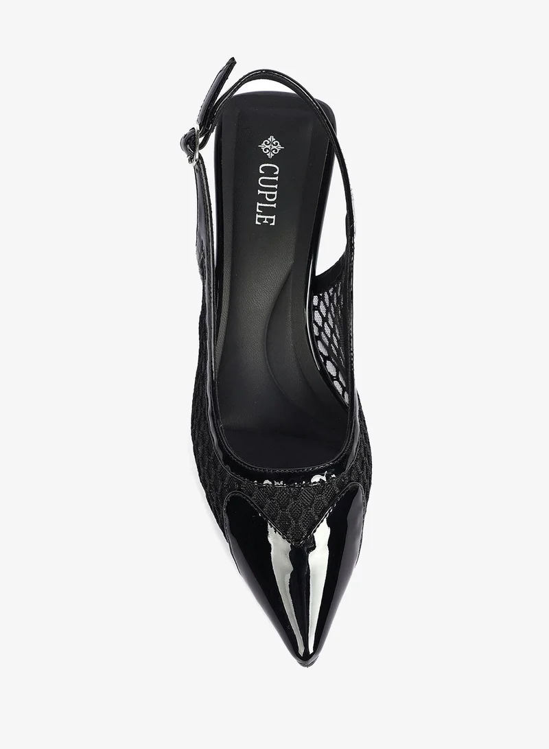 Cuple  Ladies Mid heel slingback mules on mesh for Women | Best Price UAE