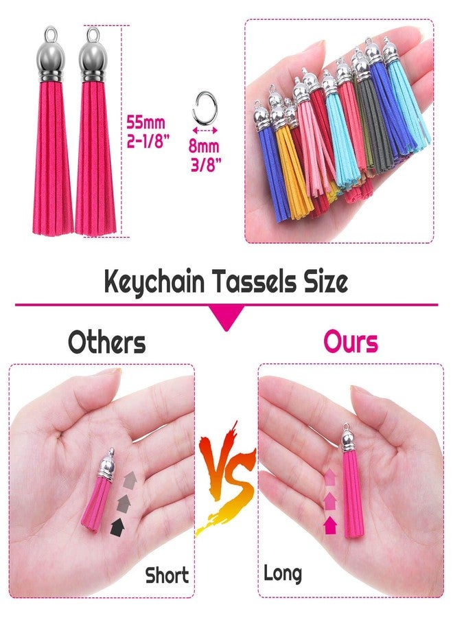 Paxcoo Tassels for Jewelry Making, 50pcs Leather Tassel Keychain Charms Bulk with 50pcs Jump Rings for Jewelry Making, Bracelets, Acrylic Key Chain Blanks and Craft Supplies - Image 3