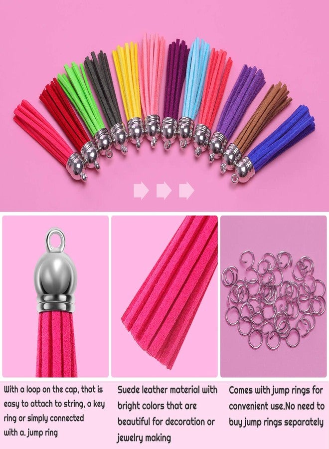 Paxcoo Tassels for Jewelry Making, 50pcs Leather Tassel Keychain Charms Bulk with 50pcs Jump Rings for Jewelry Making, Bracelets, Acrylic Key Chain Blanks and Craft Supplies - Image 4