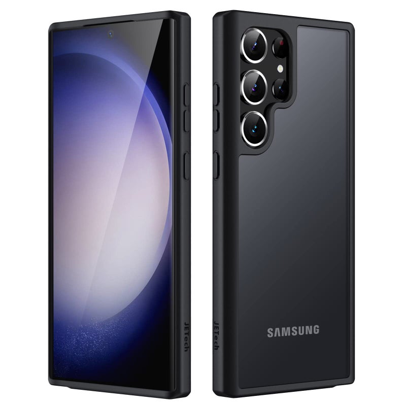 Jetech غطاء مات من JETech لهاتف سامسونج جالاكسي S23 ألترا 5G بحجم 6.8 إنش، خلفية شفافة غير لامعة، غطاء حماية نحيف مضاد لبصمات الأصابع باللون الأسود