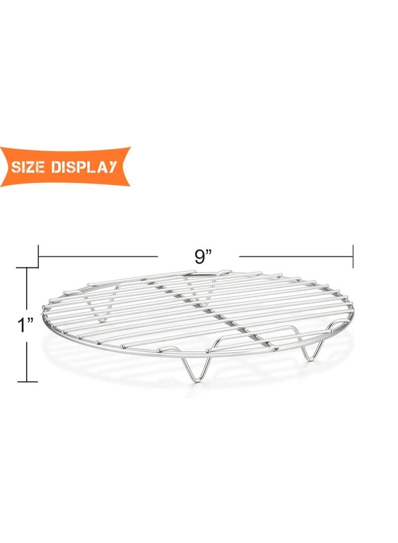 E-far E-far 9 Inch Round Canning Steaming Racks, Stainless Steel Round Baking Cooling Rack Set of 2, Multi-Purpose for Air Fryer Pressure Cooker, Dishwasher Safe - Image 3