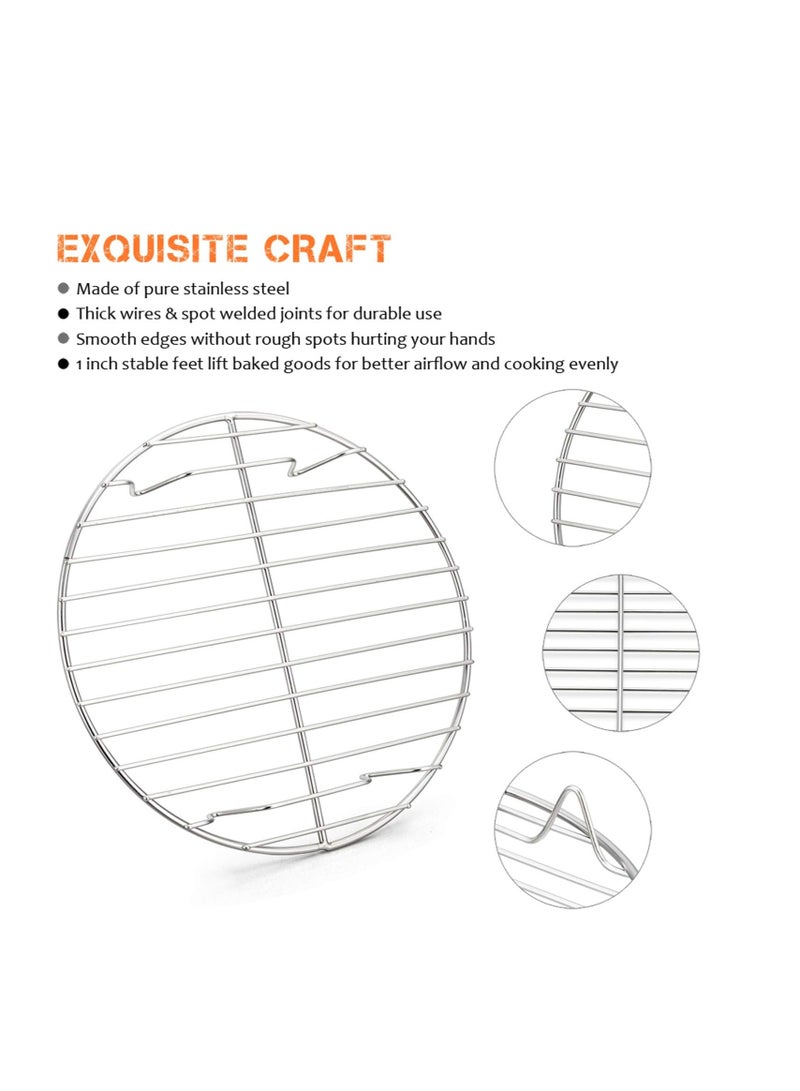 E-far E-far 9 Inch Round Canning Steaming Racks, Stainless Steel Round Baking Cooling Rack Set of 2, Multi-Purpose for Air Fryer Pressure Cooker, Dishwasher Safe - Image 2