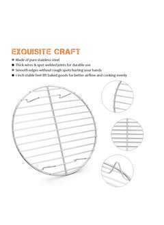 E-far E-far 9 Inch Round Canning Steaming Racks, Stainless Steel Round Baking Cooling Rack Set of 2, Multi-Purpose for Air Fryer Pressure Cooker, Dishwasher Safe  - Image 2