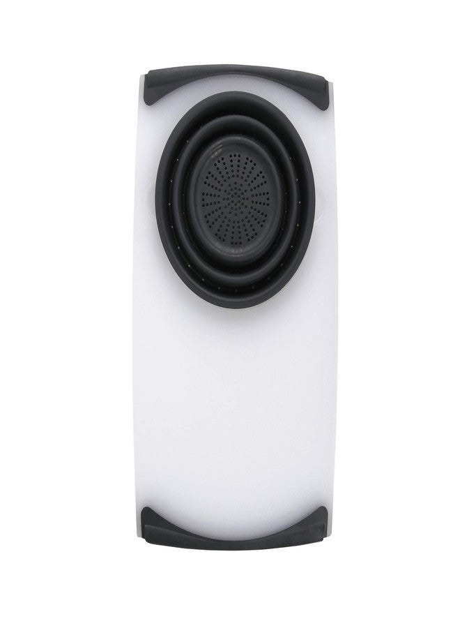 Dexas Over the Sink Poly Cutting Board with Collapsible Colander Strainer, 11.5 x 20", Natural/Gray - Image 1