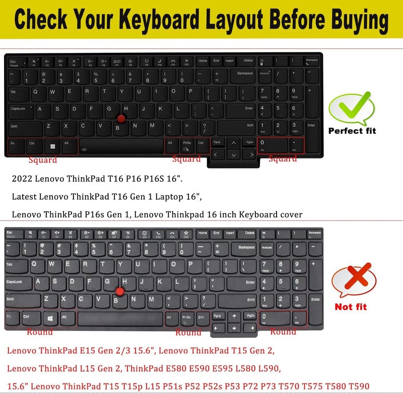eWINNER Keyboard Cover Compatible with 2023 Lenovo ThinkPad E16 L16 T16 P16 P16v P16s 16 inch Thinkpad L15 Gen 4/3 15.6-inch ThinkPad E16 L16 T16 P16 P16v P16s Gen 2/Gen 1 - Image 2
