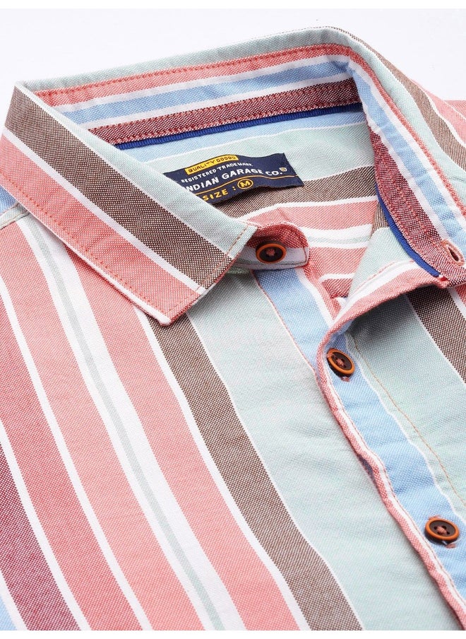 Pink Slim Fit Casual Striped Cutaway Collar Half Sleeves Cotton Poly Shirt - pzsku/ZE2985689E537AE2B1AB4Z/45/_/1733736207/5df1df51-a8e9-4305-8f61-43200503e763