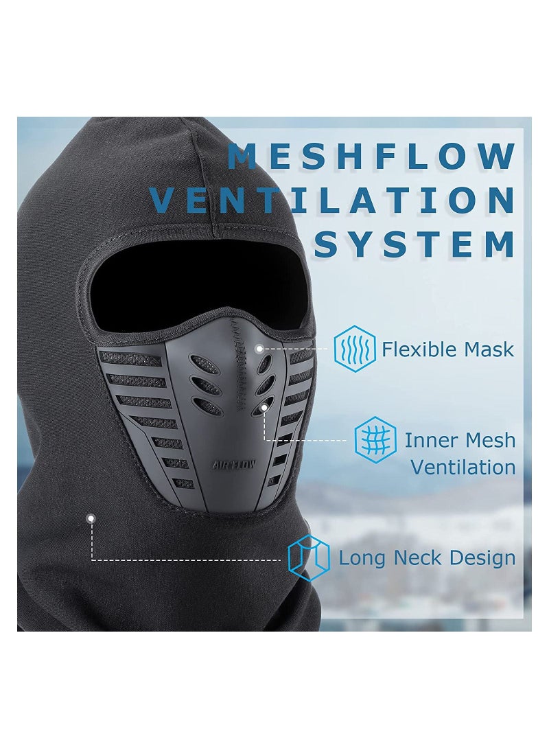 Excefore Winter Balaclava Face Mask with Ski Gloves, Cold Weather Full Ski Mask with Breathable Air Face Cover Touch Screen Gloves for Men Women Skiing, Riding (Black) - Image 4